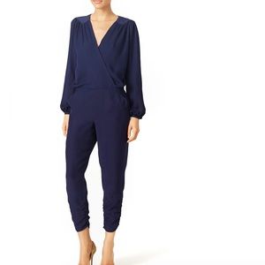 Parker October navy long sleeve v neck jumpsuit